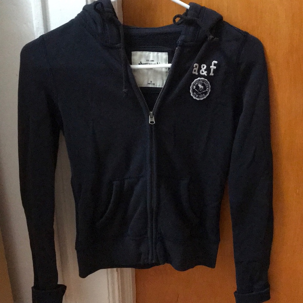 Girl’s Abercrombie Kids Navy Blue Hoodie with Zipper and Hood Size M